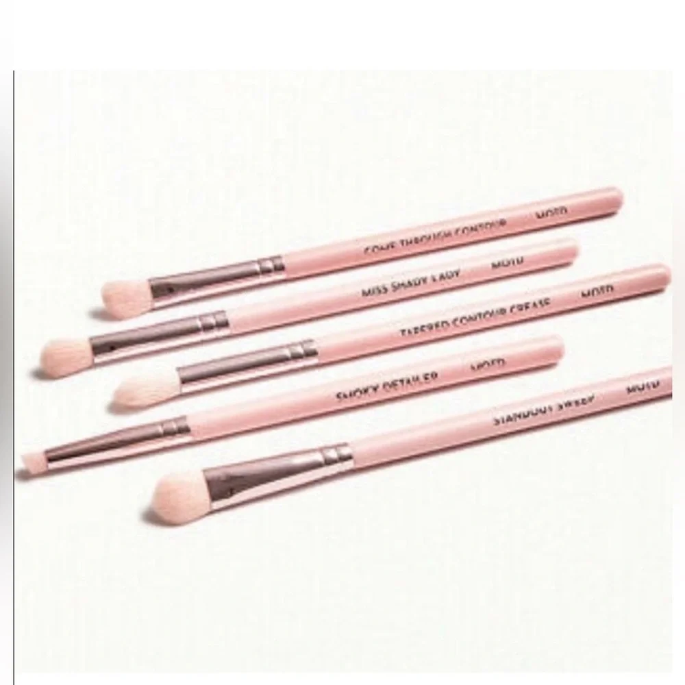 MOTD Cosmetics New Pink Handles In A Blush Blending 5 Piece Eye Brush Set, $58